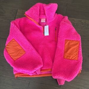 Starfit Fleece half zip. Hot pink and orange
